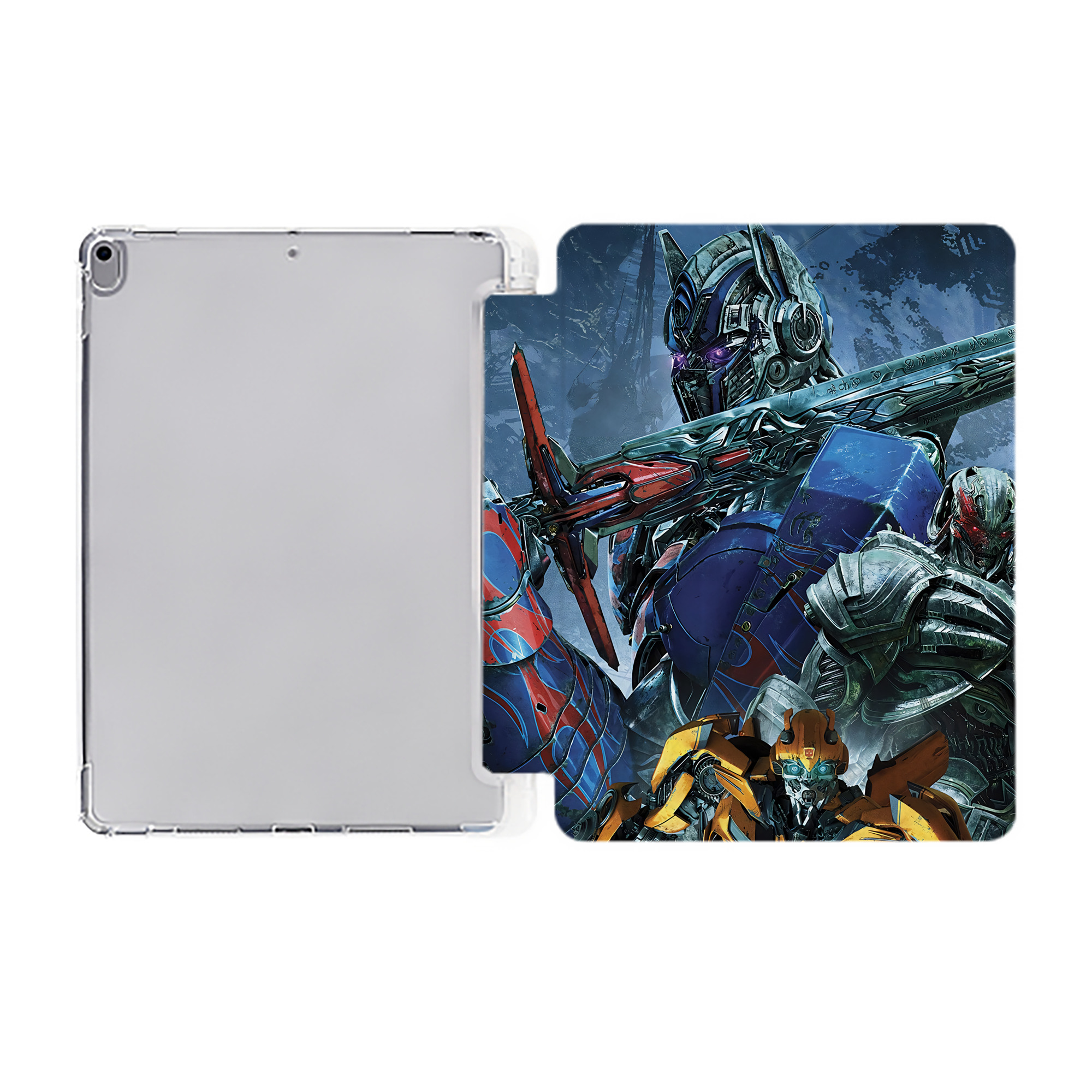 （画像用） Transformers トランスフォーマー IPad ケース ペン収納付き 三つ折りスタンド PUレザー×シリコン 対応機種9.5/10.5/10.9インチ